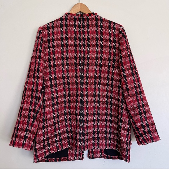 Chico's Houndstooth Tweed Open-Front Jacket Chicos 2 Size 12 - Picture 6 of 7